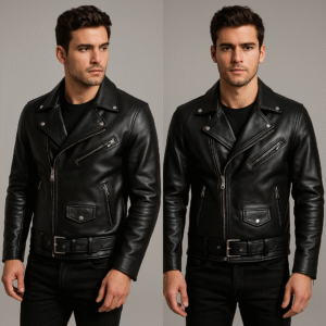 kwear premium men's black biker leather jacket – 100% genuine leather