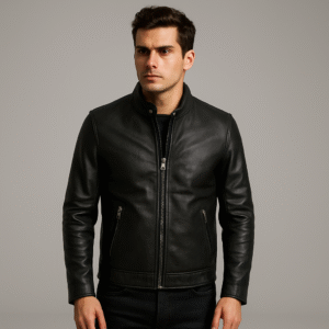 Kwear Men's Minimalist Black Leather Jacket – Premium Quality, Timeless Style (UK Exclusive)