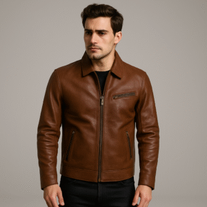 Classic Men's Brown Leather Jacket – Timeless Urban Style