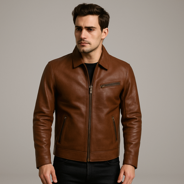 Classic Men's Brown Leather Jacket – Timeless Urban Style
