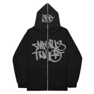 Minus Two Full Zipper Grey Black Hoodie