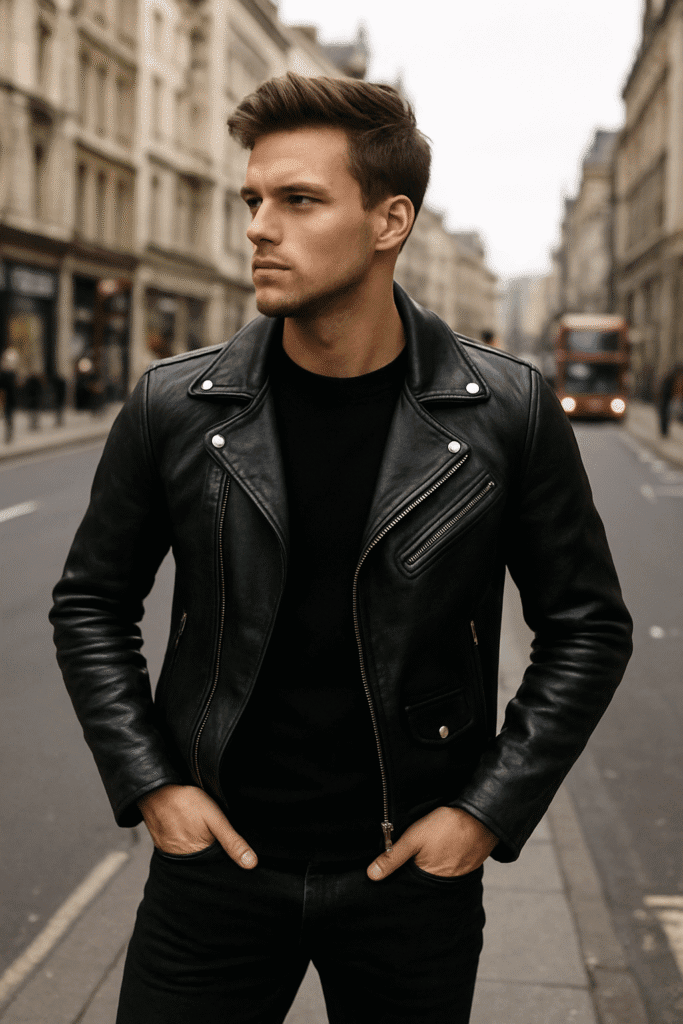 How to Style a Black Leather Jacket for Men in the UK